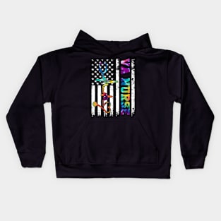 VA Nurse American Flag Independence Day Kids Hoodie